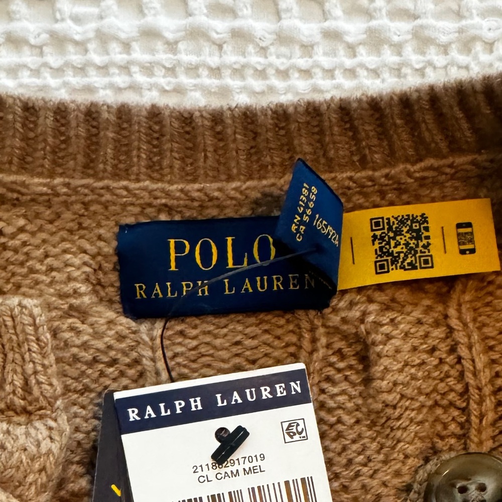 SOLD OUT Ralph Lauren Tan Cable Knit Wool Cashmere Cardigan - Picture 2 of 5